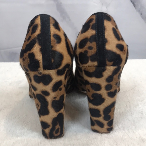 J Crew calf hair leopard print Leather block heel - Picture 2 of 7